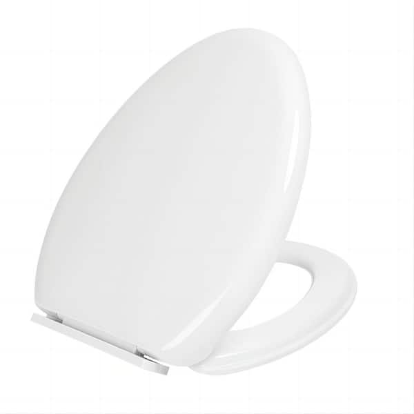 Tatayosi Removable Elongated Closed Front Toilet Seat in White with Nonslip Grip-Tight Never Loosen Bumpers Prevent Shifting