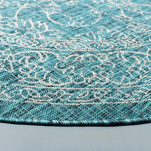Safavieh Courtyard Turquoise 9 Ft X Border Fl Scroll Indoor Outdoor Round Area Rug Cy8680 37221 9r The Home Depot Safavieh Courtyard Turquoise 9 Ft X, Round Turquoise Rug Outdoor