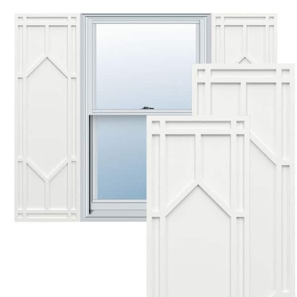 Ekena Millwork True Fit PVC 18 in. W x 31 in. H Raised Panel Vinyl Shutters Pair in Unfinished