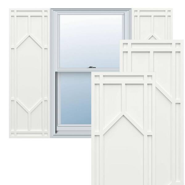 Ekena Millwork True Fit PVC 18 in. W x 41 in. H Raised Panel Vinyl Shutters Pair in Unfinished