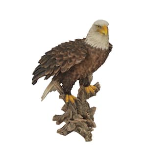 Bald Eagle on Stump with Wings Out Statue