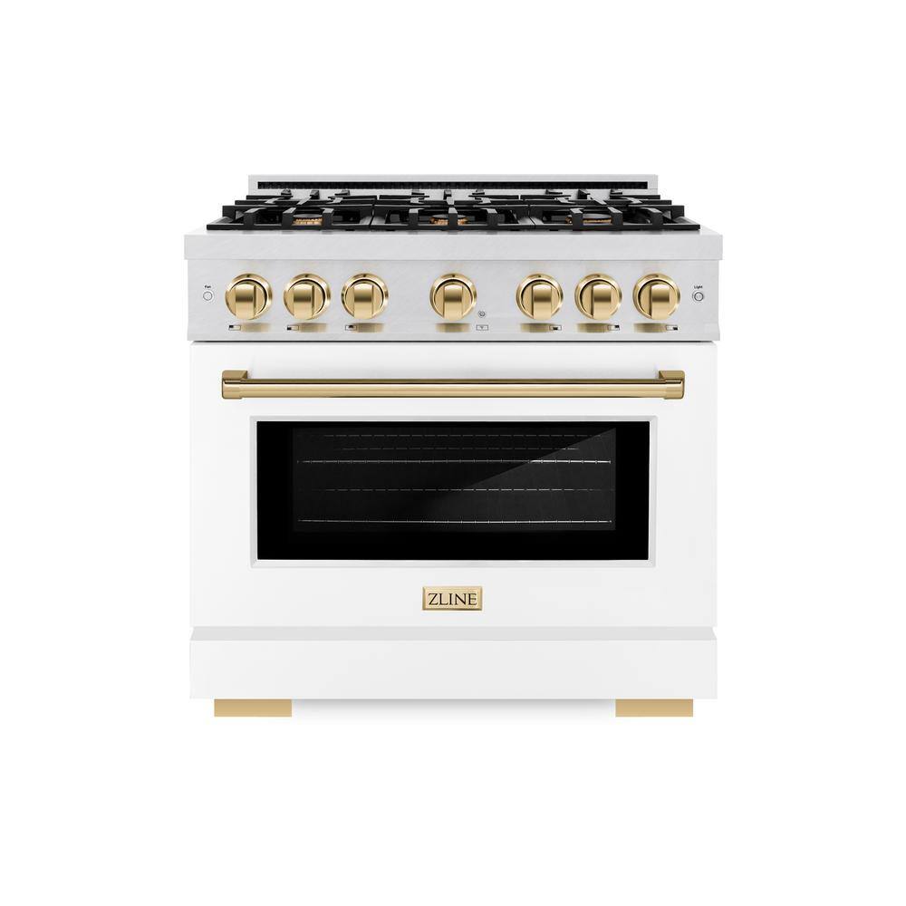 Autograph 36 in. Select Gas Range with 6 Burners and Convection Gas Oven in Satin Steel with White and Gold Accents price history on PriceWatchPro