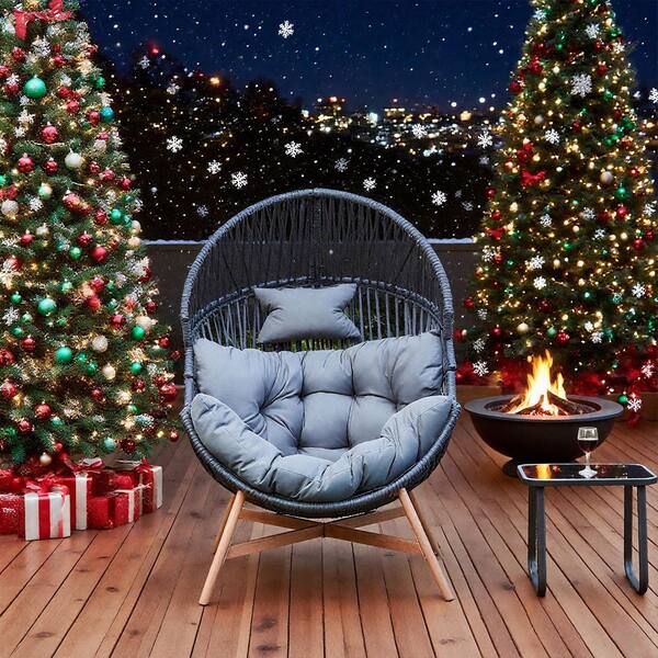 Gilati 1-Person Metal Outdoor Patio Swing Egg Chair Navy Blue