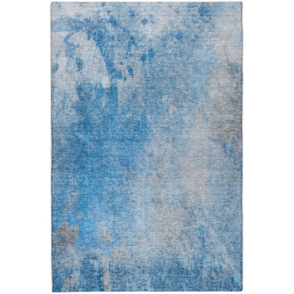 Dream Shag Premium Machine Washable Abstract ADS562 Blue 9 ft. x 12 ft. Area Rug
