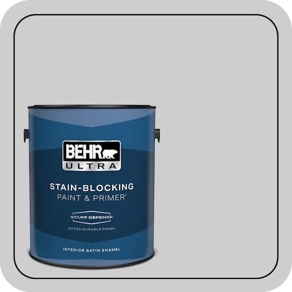 BEHR ULTRA 1 gal. #770E-2 Silver Screen color Extra Durable Satin Enamel Interior Paint & Primer