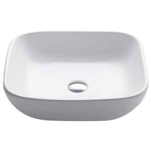 Elavo Soft Square Ceramic Vessel Bathroom Sink in White
