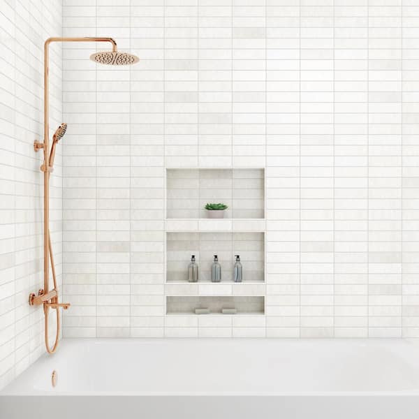 Sample-Cloe Glossy White 4 in. x 5 in. Ceramic Wall Subway Tile