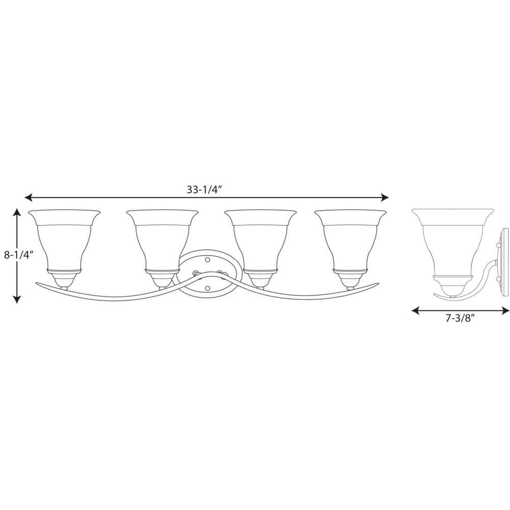 Trinity Brushed Nickel 4-Light Bath Fixture with Etched Glass Shades
