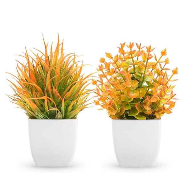 Unbranded Small orange artificial plant potted plants, 2-Pack L0F8V1FYGF