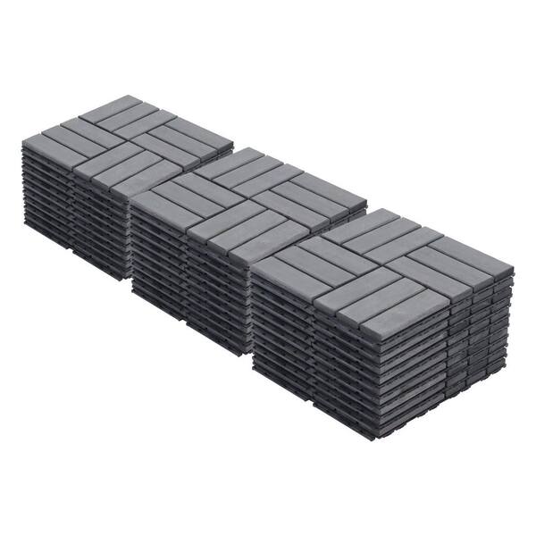 1 ft. x 1 ft. Acacia Wood Deck Tile in Gray (30-Piece)