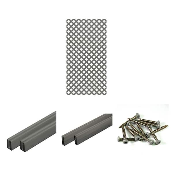 4 ft. x 8. ft Nantucket Gray Classic Diamond Vinyl Lattice Panel with Color Matched Screws, Cap and Divider Molding