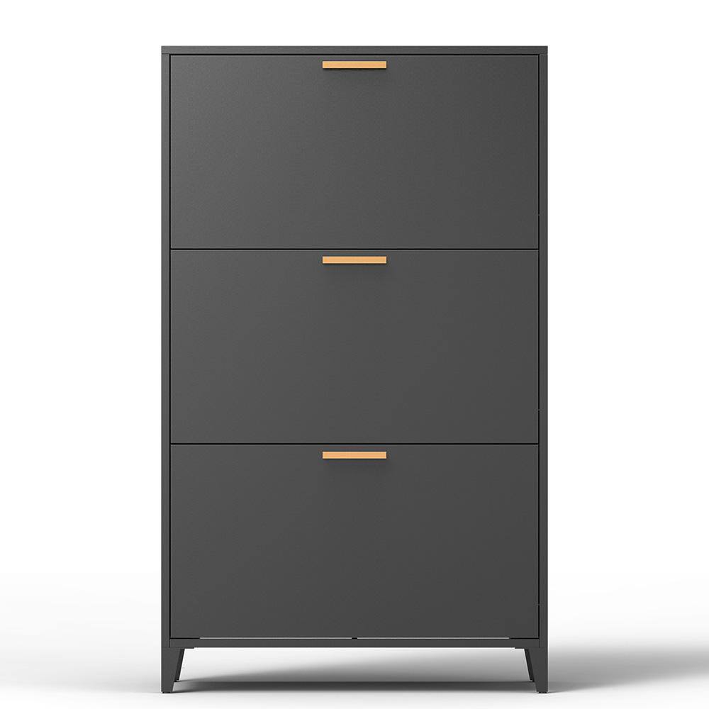 YOFE 47.63 in. H x 27.56 in. W Black Freestanding/Wall Mount 3Drawer All Steel Shoe Storage