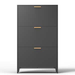 47.63 in. H x 27.56 in. W Black Freestanding/Wall Mount 3-Drawer All Steel Shoe Storage Cabinet with Adjustable Shelves