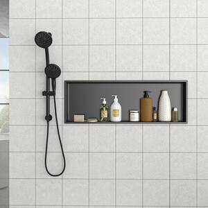 37 in. x 13 in. Gunmetal Stainless Steel Wall Mounted Rectangular Shower Niche Single Shelf