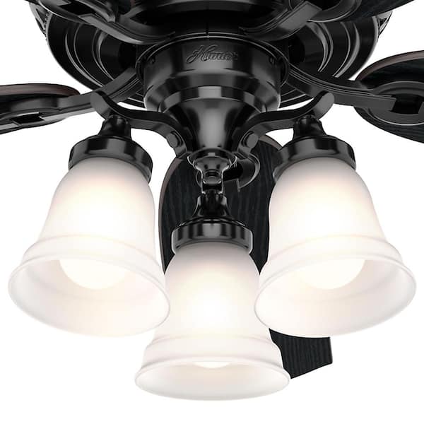 Led Indoor Gloss Black Ceiling Fan With, Hunter Ceiling Fan Chandelier Light Kit