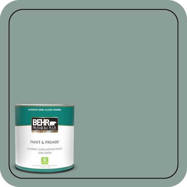 BEHR PREMIUM PLUS 1 qt. #480F-4 Mermaid Net Semi-Gloss Enamel Low Odor Interior Paint & Primer