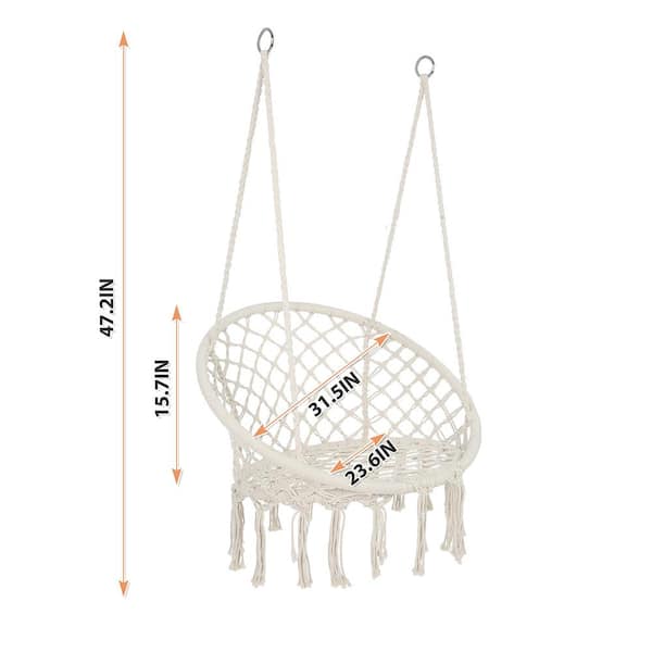 2.63 ft. Portable Indoor and Outdoor Hammock Chair Macrame Swing
