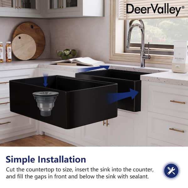 DEERVALLEY 30 in. Farmhouse/Apron-Front Single Bowl Fireclay