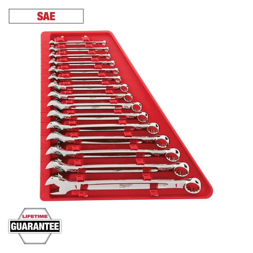 Milwaukee Combination SAE Wrench Mechanics Tool Set (15-Piece) 48