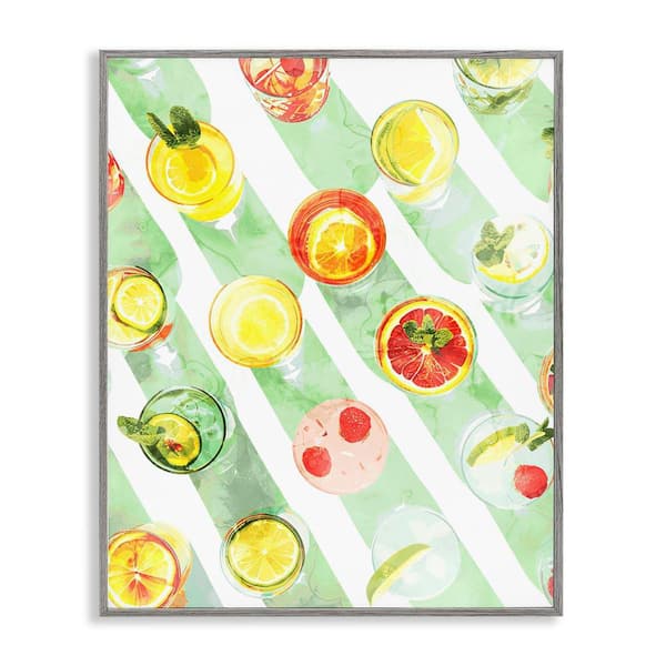 Stupell Industries Various Cocktails Aerial View by Daphne Polselli Gray Framed Food Giclee Art Print 14 in. x 11 in.