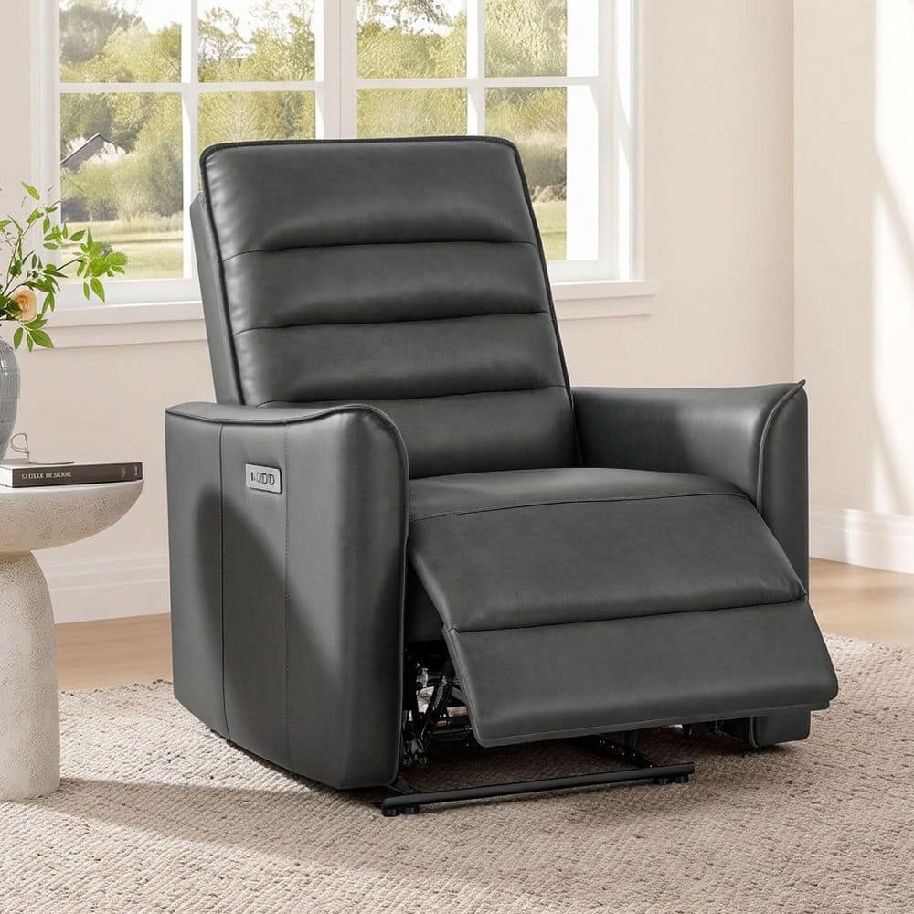Aurex Gray Dual Motor Wall Hugger Faux Leather Power Recliner with Power Headrest, High Back, USB and Type-C Ports price history on PriceWatchPro