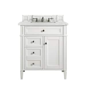 Brittany 30 in. W x 23.5 in.D x 34 in. H Single Vanity in Bright White with Quartz Top in Eternal Jasmine Pearl