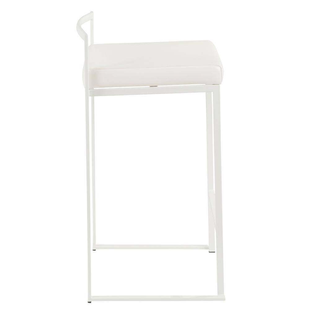 Contemporary Fuji 31" White Faux Leather Counter Stool