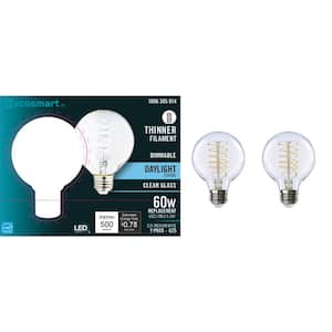 60-Watt Equivalent G25 Dimmable Fine Bendy Filament LED Light Bulb Daylight (2-Pack)