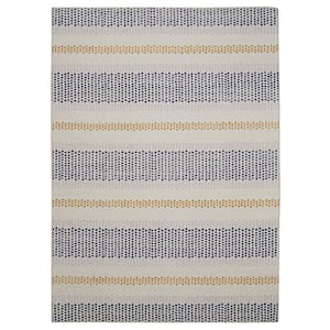 Del Ivory and Blue 7 ft. x 9 ft. Washable Polyester Indoor/Outdoor Area Rug