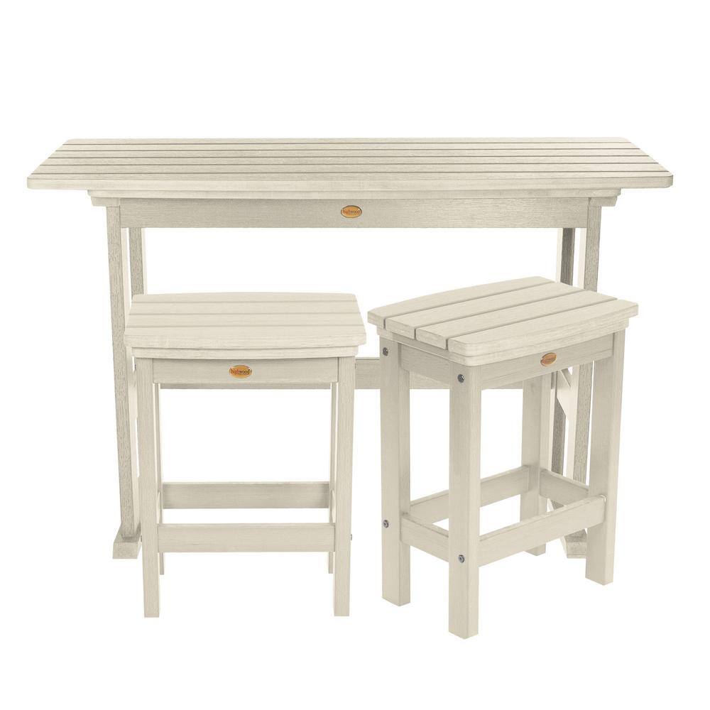 Lehigh Whitewash 3-Piece Plastic Rectangular Counter Height Outdoor Dining Set