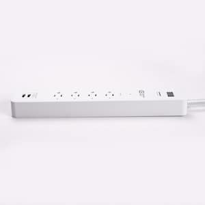 3 ft. 4-Outlet White Surge Protector Smart with USB Powered by Hubspace