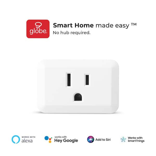 15 Amp Wi-Fi Smart Adapter Plug Mini, No Hub Required, 1 Grounded Outlet, White (1-Pack)
