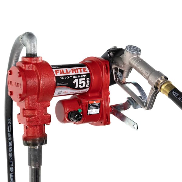 FILL-RITE 12-Volt 15 GPM 1/4 HP Fuel Transfer Pump (Manual Nozzle 