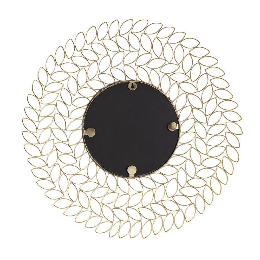 Gold Leaf Round Metal Framed Wall Mirror, 28"