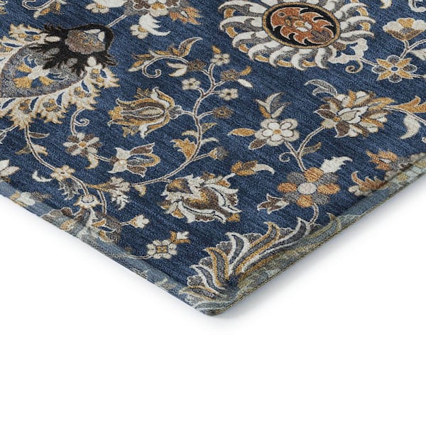 Mayfield Premium Machine Washable Abstract AMF2192 Navy 8 ft. x 10 ft. Area Rug