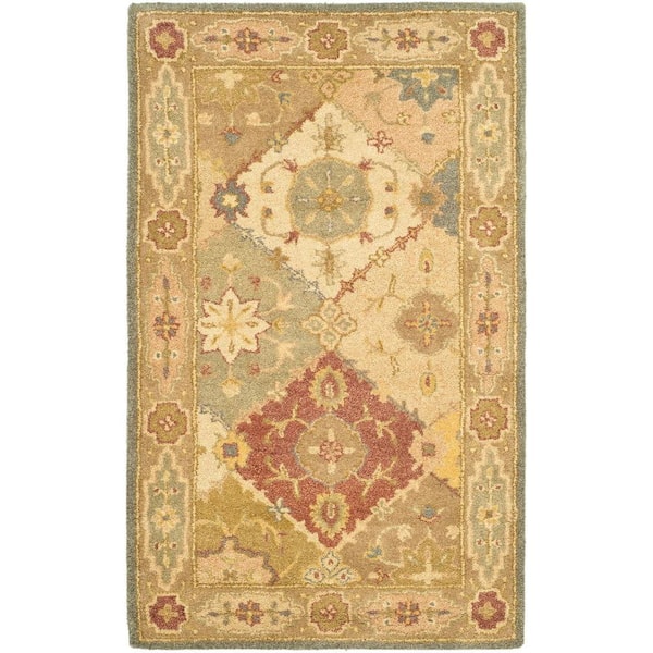 SAFAVIEH Antiquity Multi/Beige Doormat 3 ft. x 5 ft. Border Area Rug