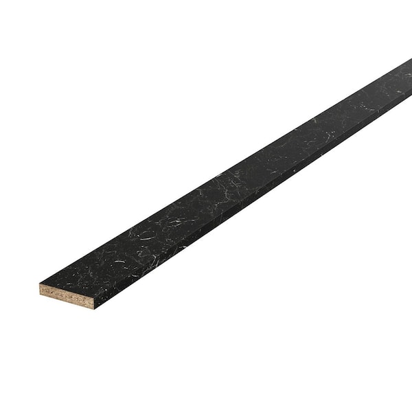 8 ft. L x 4 in. D Straight Laminate Countertop Backsplash in Matte Black Marble with Double Radius Edge