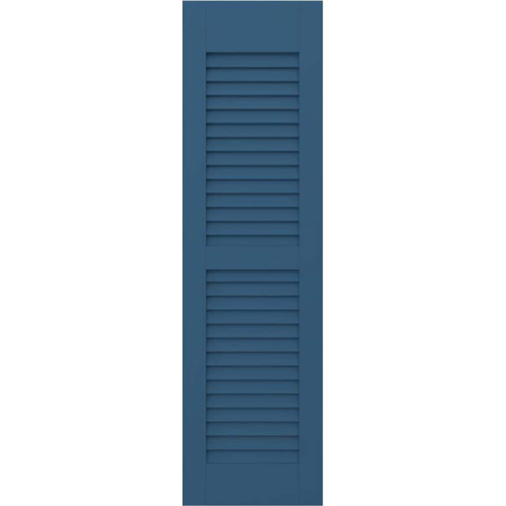 18 in. W x 42 in. H Americraft 2 Equal Louver Exterior Real Wood Shutters (Per Pair) in Sojourn Blue price history on PriceWatchPro