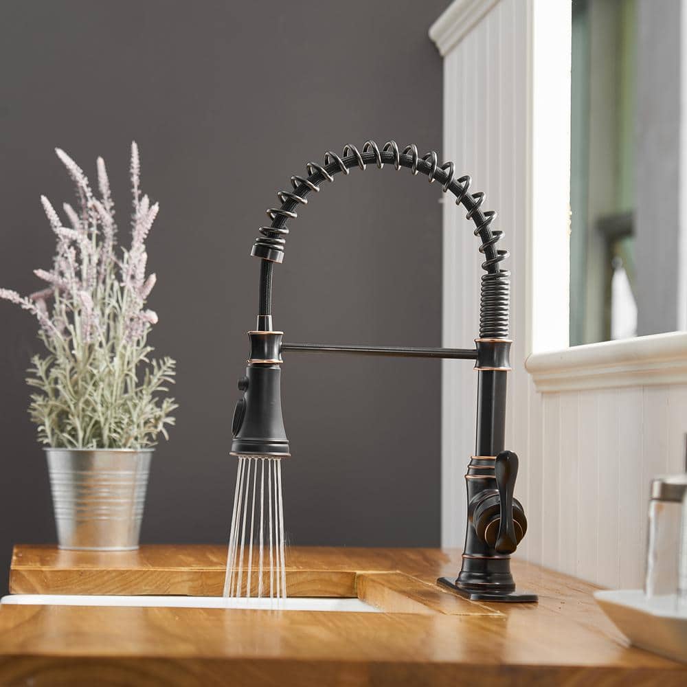 Oil Rubbed Bronze Pull-Down Kitchen Faucet with Spray