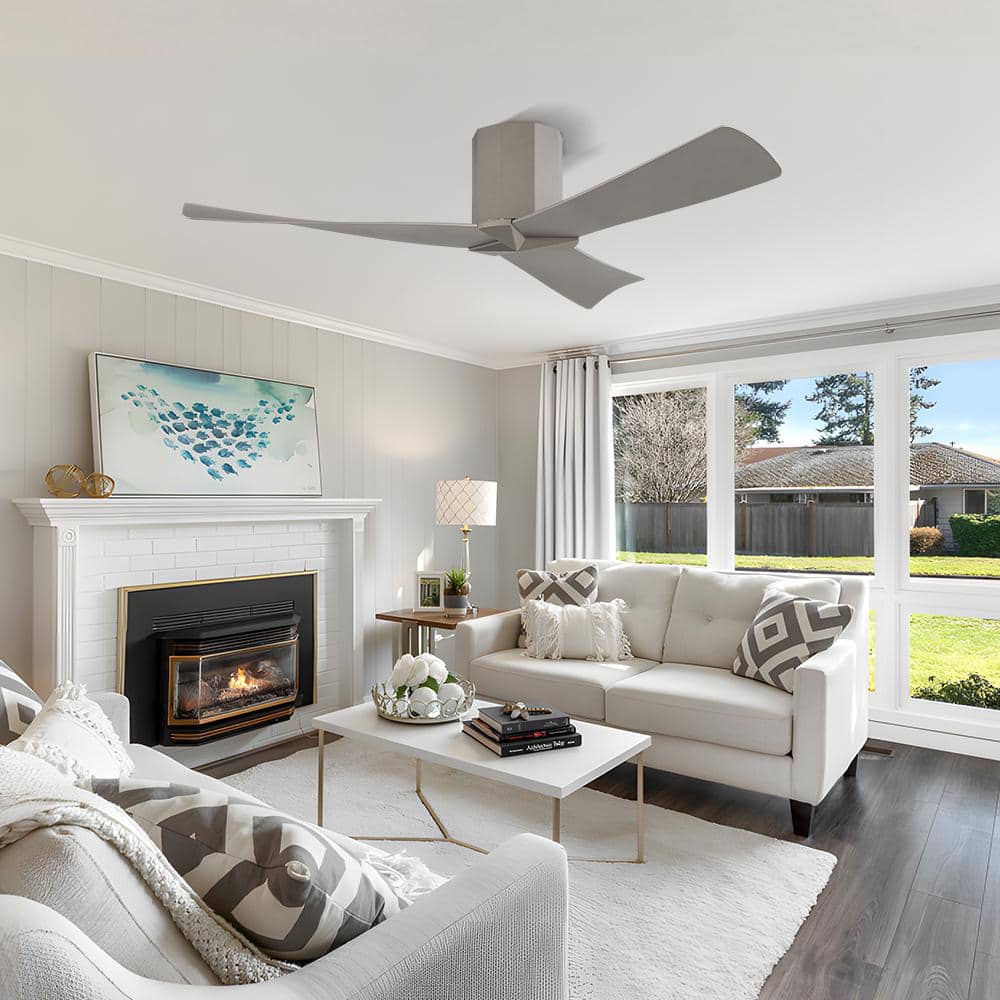 52" Charcoal Gray Low Profile 3-Blade Ceiling Fan with Remote