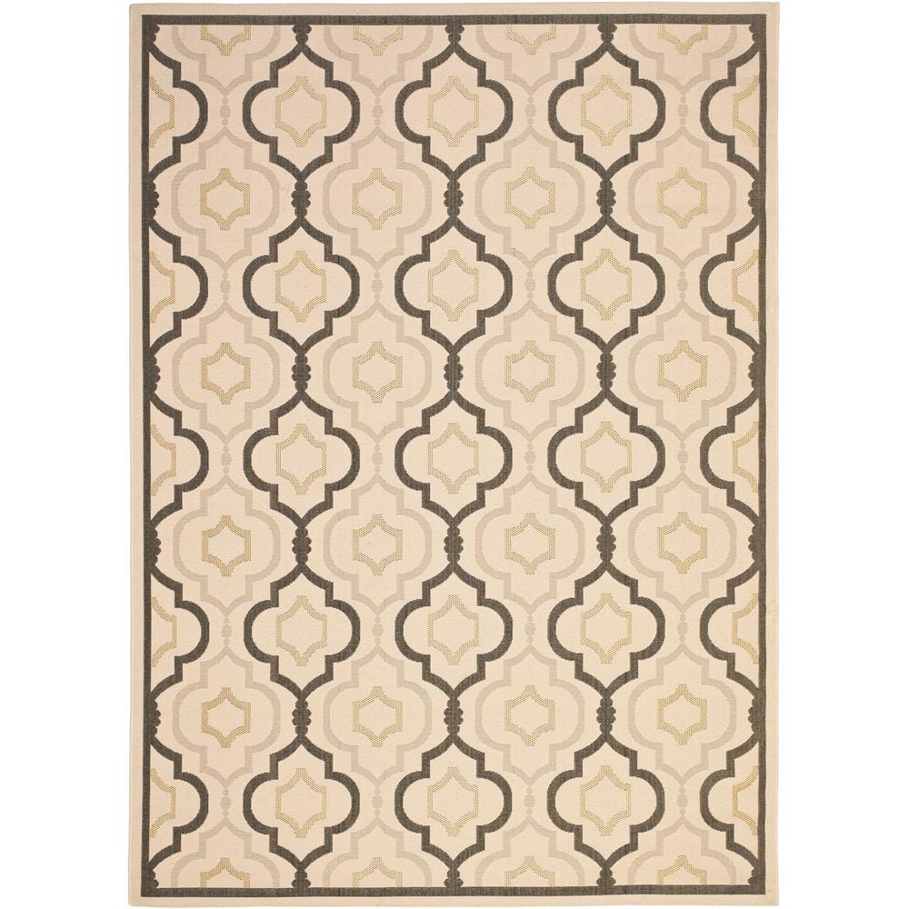 Mediterranean Mosaic 9' x 12' Beige and Black Synthetic Area Rug