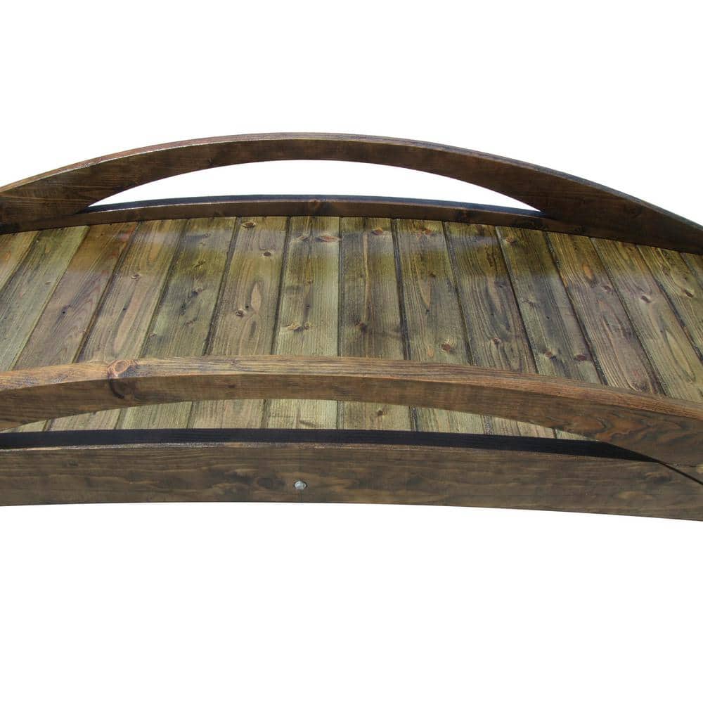 8 ft. Natural Wood Garden Bridge with Arched Design