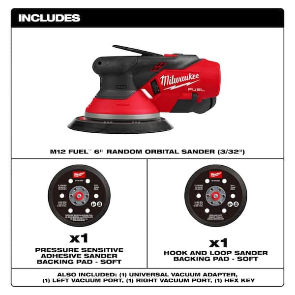 M12 FUEL 12V Lithium-Ion Brushless Cordless 6 in. Random Orbital Sander 3/32 in. with M12 5.0 Ah Battery