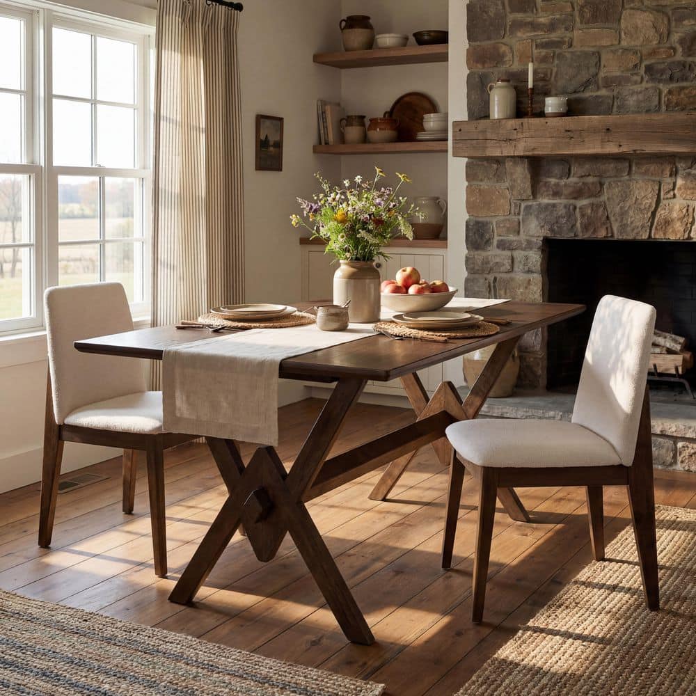 dining table 木製ダイニング 東京23区全域送料無料 Harper & Bright Designs Scandinavian Style Rectangular Walnut Wood