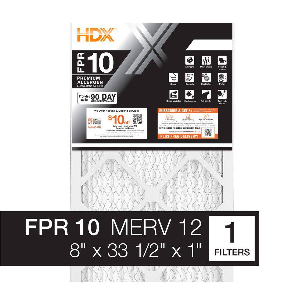 8 in. x 33.5 in. x 1 in. Premium Pleated Air Filter FPR 10, MERV 12 price history on PriceWatchPro