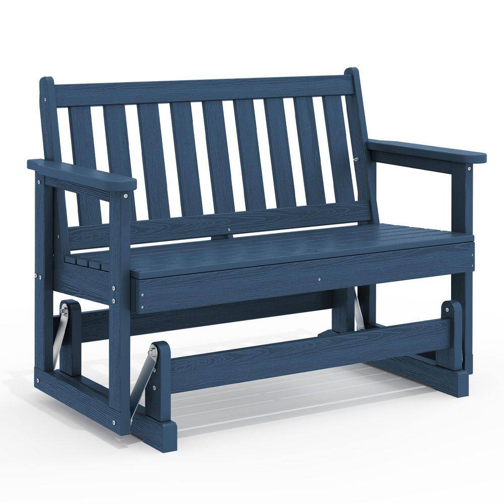 HDPE Navy Outdoor Bench, 2 Person Plastic Glider Rocking Chair for Swings Outside Loveseat for Garden Porch price history on PriceWatchPro