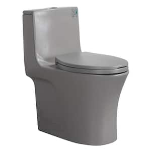 23T01-LG 1-Piece 1.1/1.60 GPF Dual Flush Elongated Round Toilet in Light Grey, Seat Included