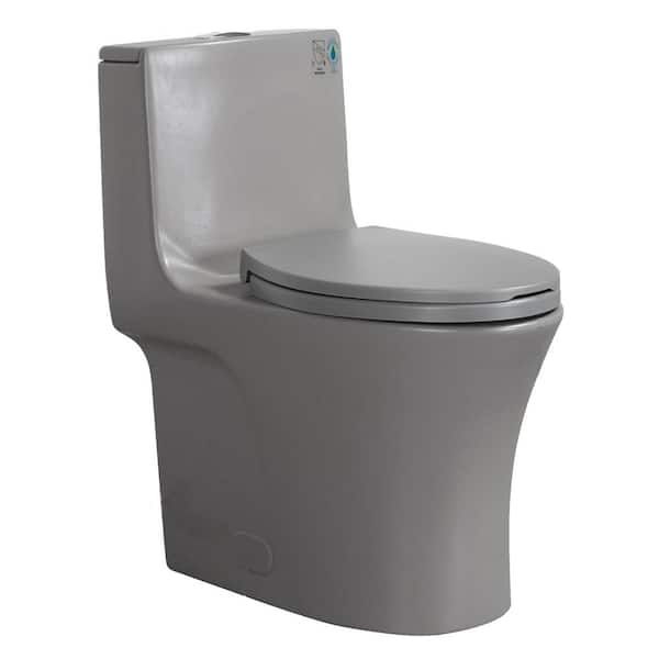 YSQCAR 23T01-LG 1-Piece 1.1/1.60 GPF Dual Flush Elongated Round Toilet in Light Grey, Seat Included