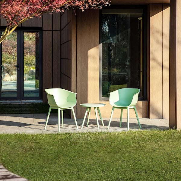 JAYDEN CREATION Lea Green 3-Piece Plastic Patio Conversation Seating Group