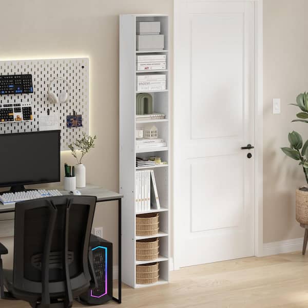Pasir 78.74 in. Tall White Wood 10-Shelf Open Shelf Bookcase
